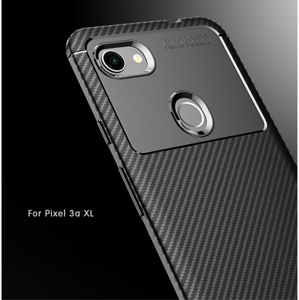 Google Pixel 3a XL Siliconen Carbon Hoesje Blauw afbeelding 4