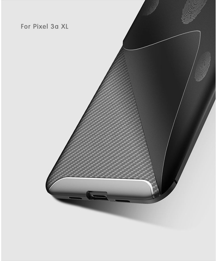 Google Pixel 3a XL Siliconen Carbon Hoesje Blauw afbeelding 5