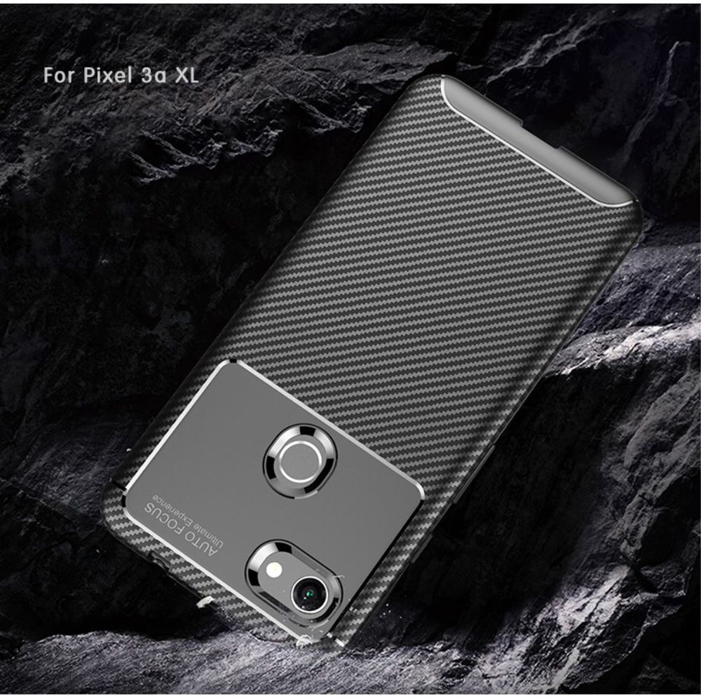 Google Pixel 3a XL Siliconen Carbon Hoesje Blauw afbeelding 8