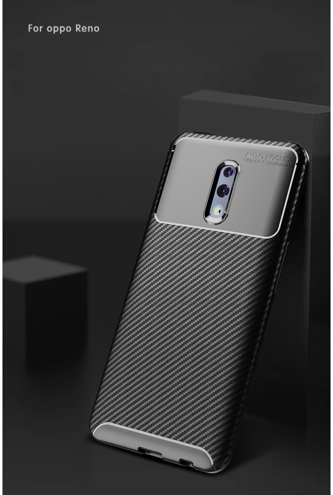 Oppo Reno Siliconen Carbon Hoesje Zwart afbeelding 13