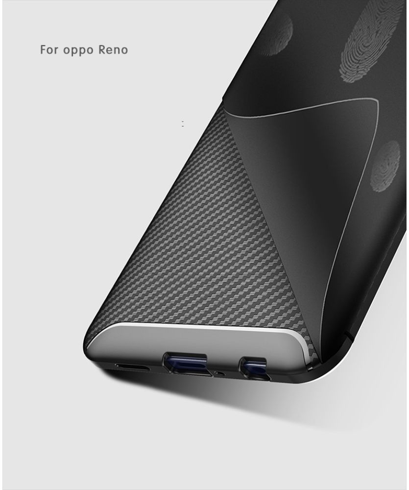 Oppo Reno Siliconen Carbon Hoesje Zwart afbeelding 15