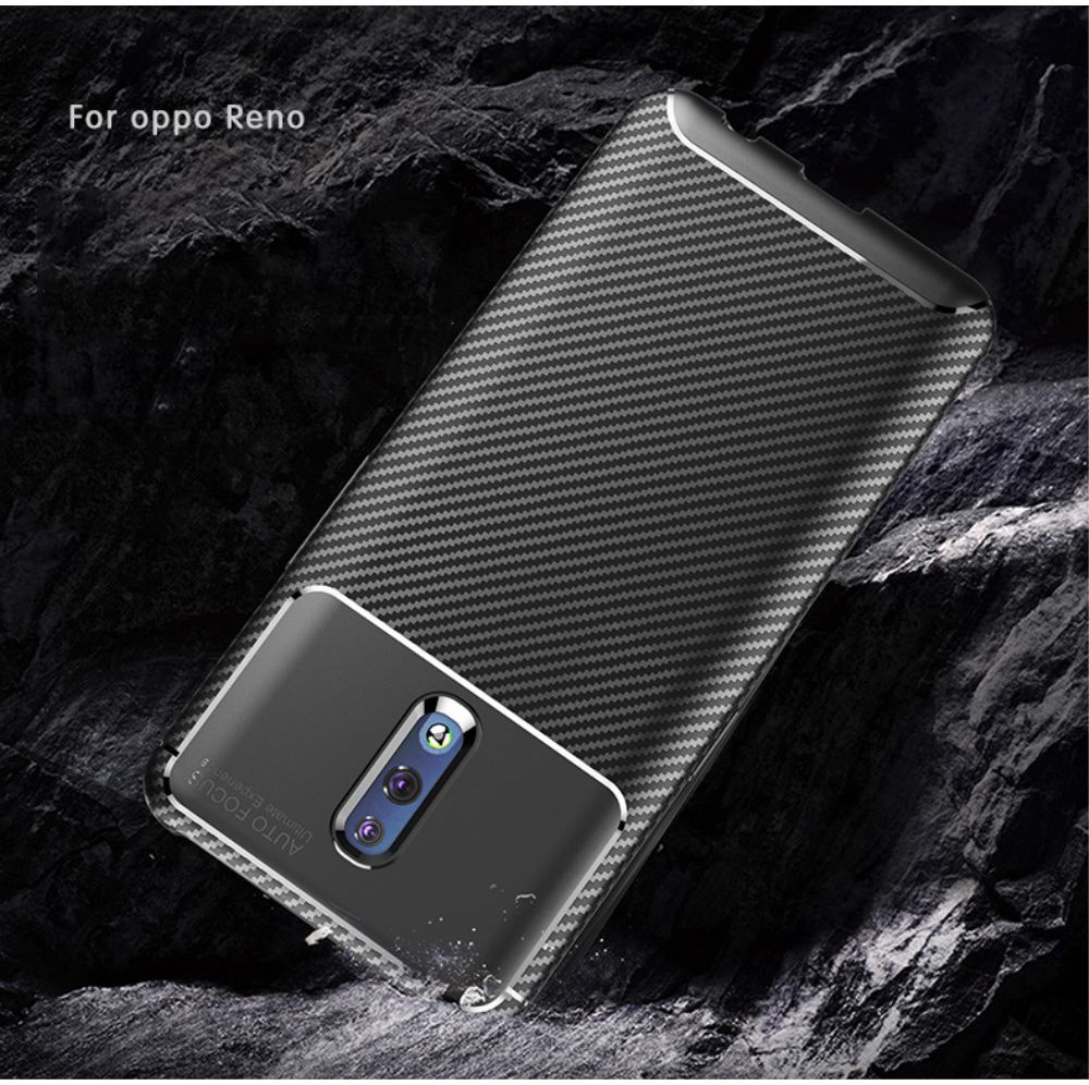 Oppo Reno Siliconen Carbon Hoesje Zwart afbeelding 18