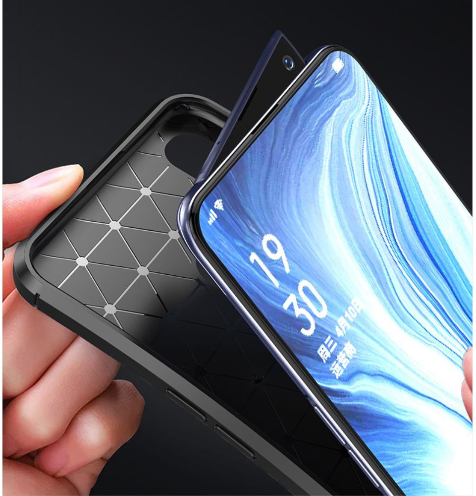 Oppo Reno Siliconen Carbon Hoesje Zwart afbeelding 19