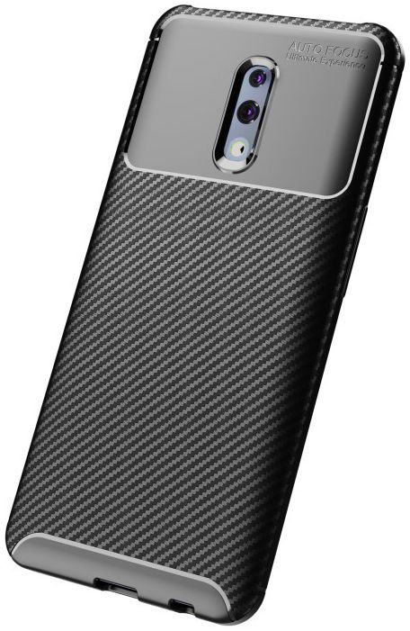 Oppo Reno Siliconen Carbon Hoesje Zwart afbeelding 2