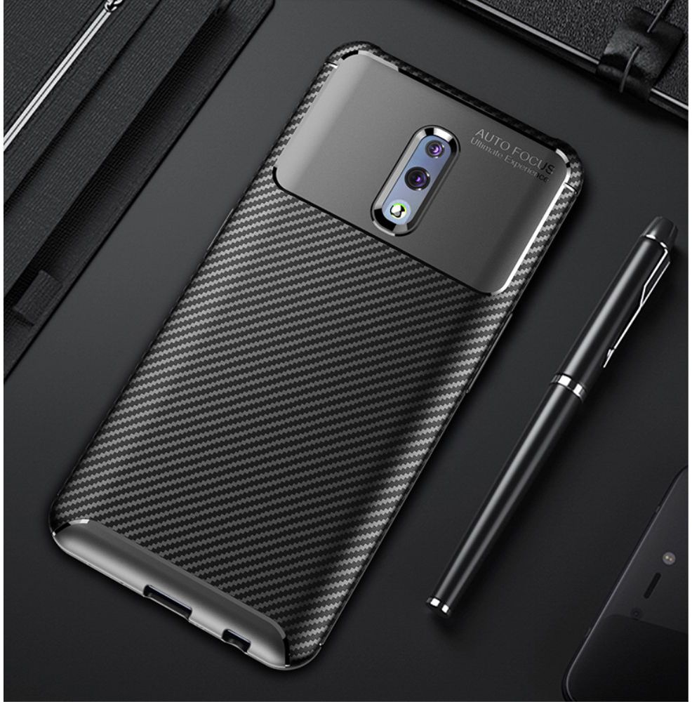 Oppo Reno Siliconen Carbon Hoesje Zwart afbeelding 21