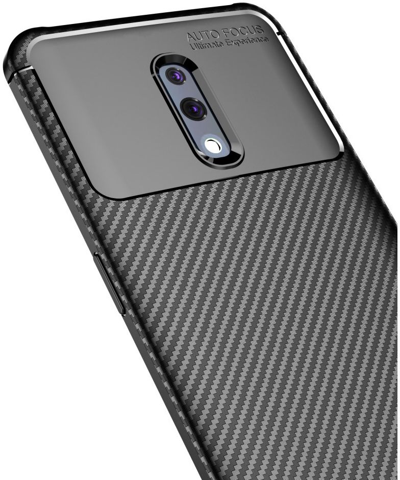 Oppo Reno Siliconen Carbon Hoesje Zwart afbeelding 4