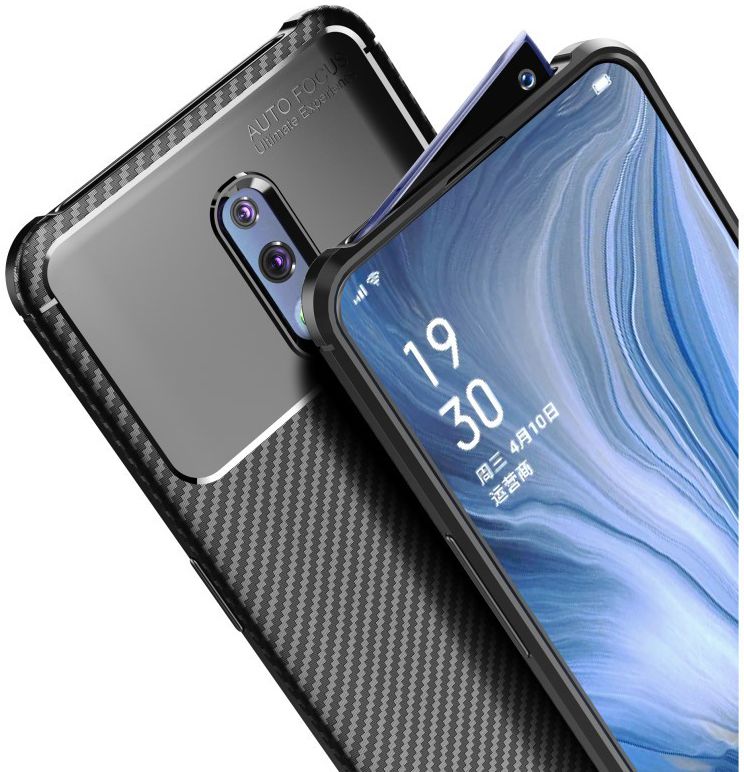 Oppo Reno Siliconen Carbon Hoesje Zwart afbeelding 7