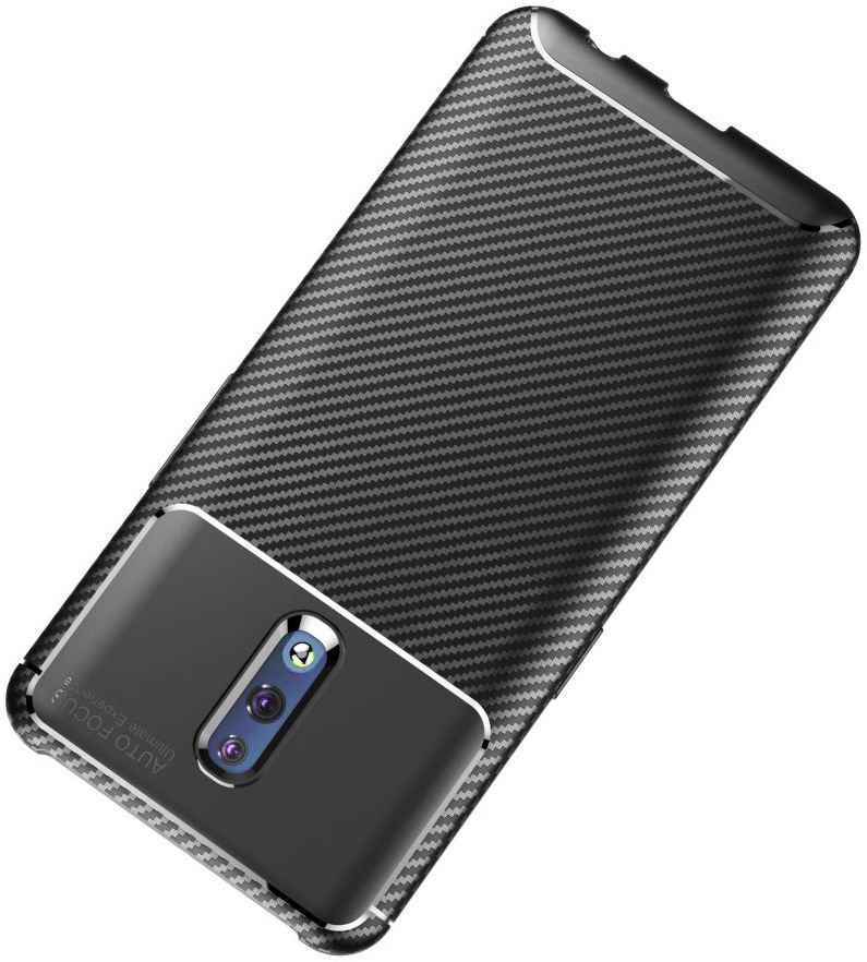 Oppo Reno Siliconen Carbon Hoesje Zwart afbeelding 8