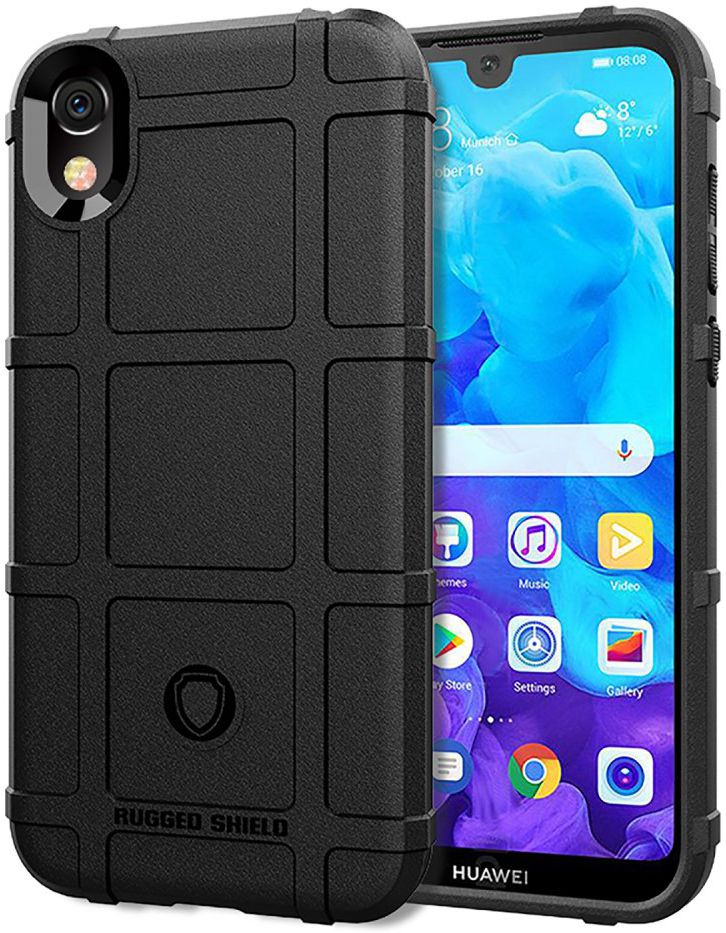 Huawei Y5 (2019) Hybride Rugged Armor Hoesje Zwart afbeelding 1