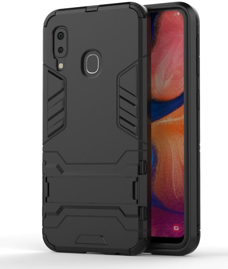 Samsung Galaxy A20E Hybride Stand Hoesje Zwart afbeelding 1