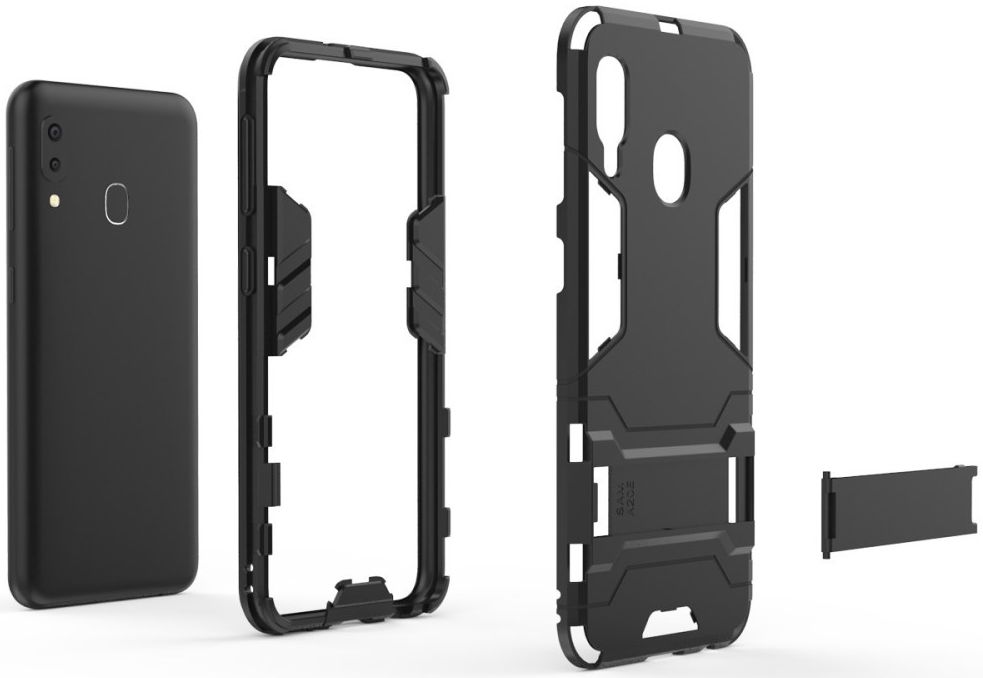 Samsung Galaxy A20E Hybride Stand Hoesje Zwart afbeelding 2