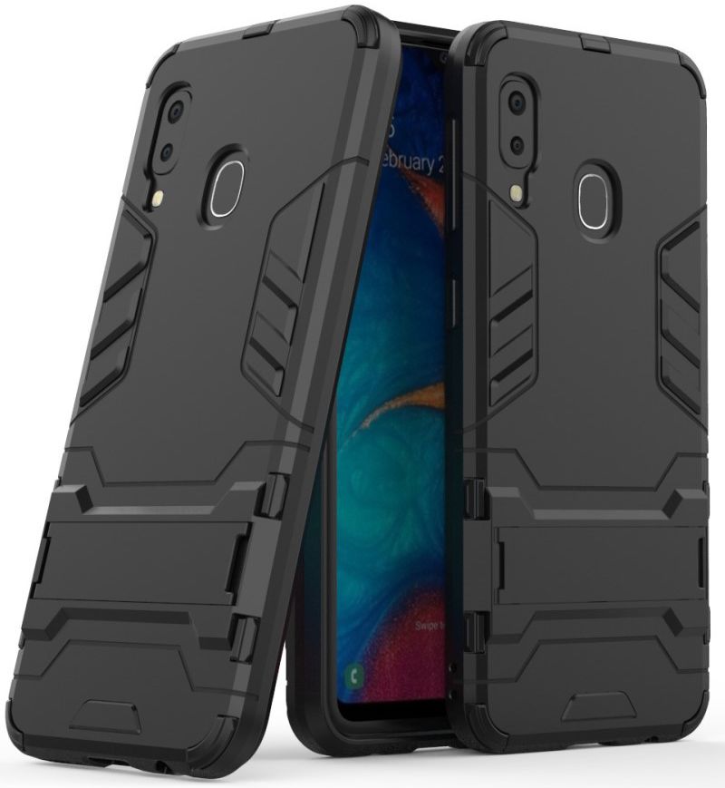 Samsung Galaxy A20E Hybride Stand Hoesje Zwart afbeelding 3