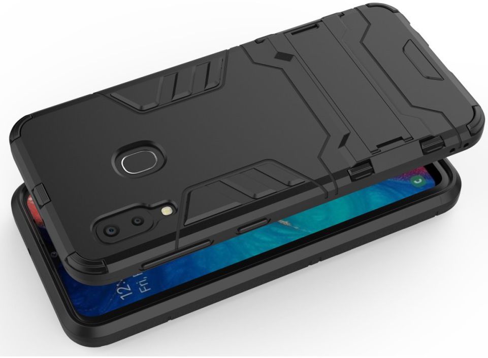 Samsung Galaxy A20E Hybride Stand Hoesje Zwart afbeelding 4