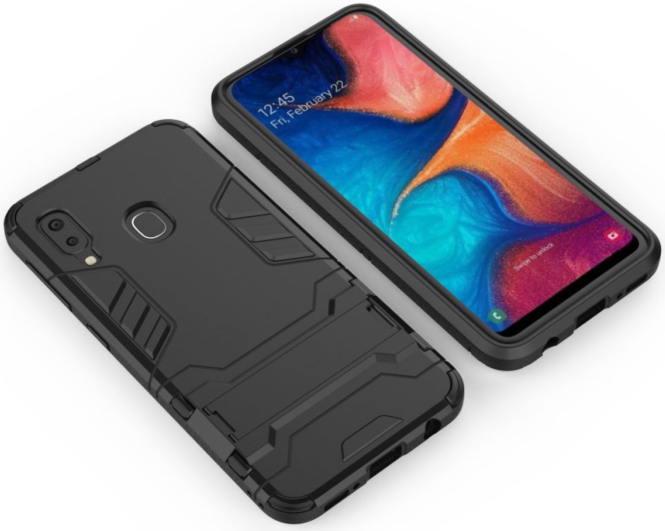 Samsung Galaxy A20E Hybride Stand Hoesje Zwart afbeelding 5