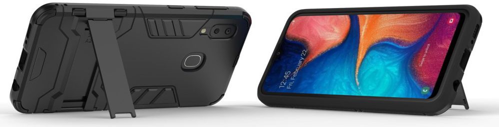 Samsung Galaxy A20E Hybride Stand Hoesje Zwart afbeelding 6