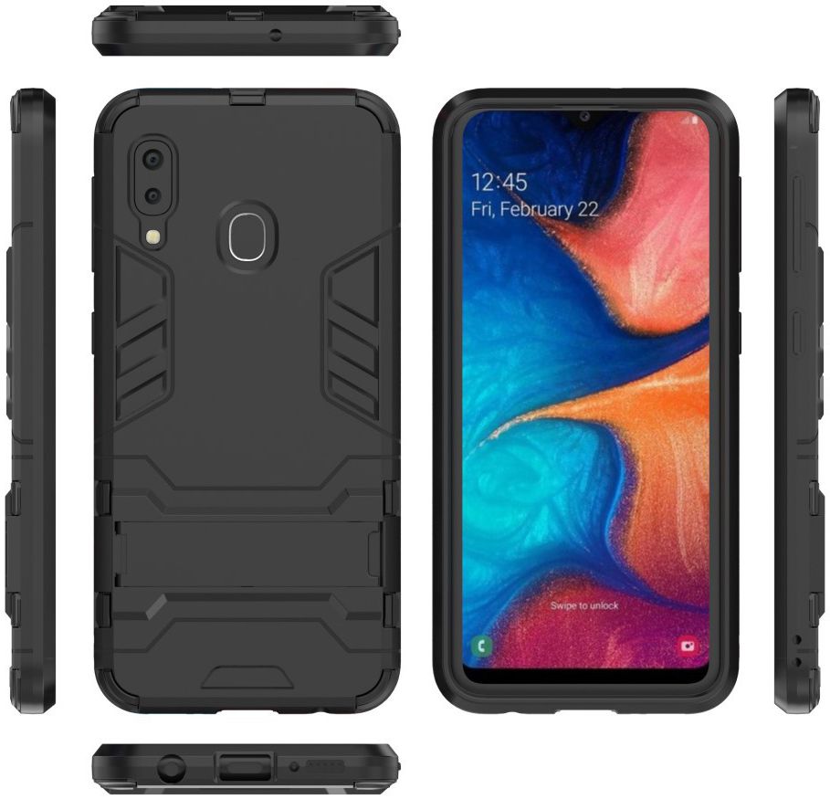 Samsung Galaxy A20E Hybride Stand Hoesje Zwart afbeelding 8