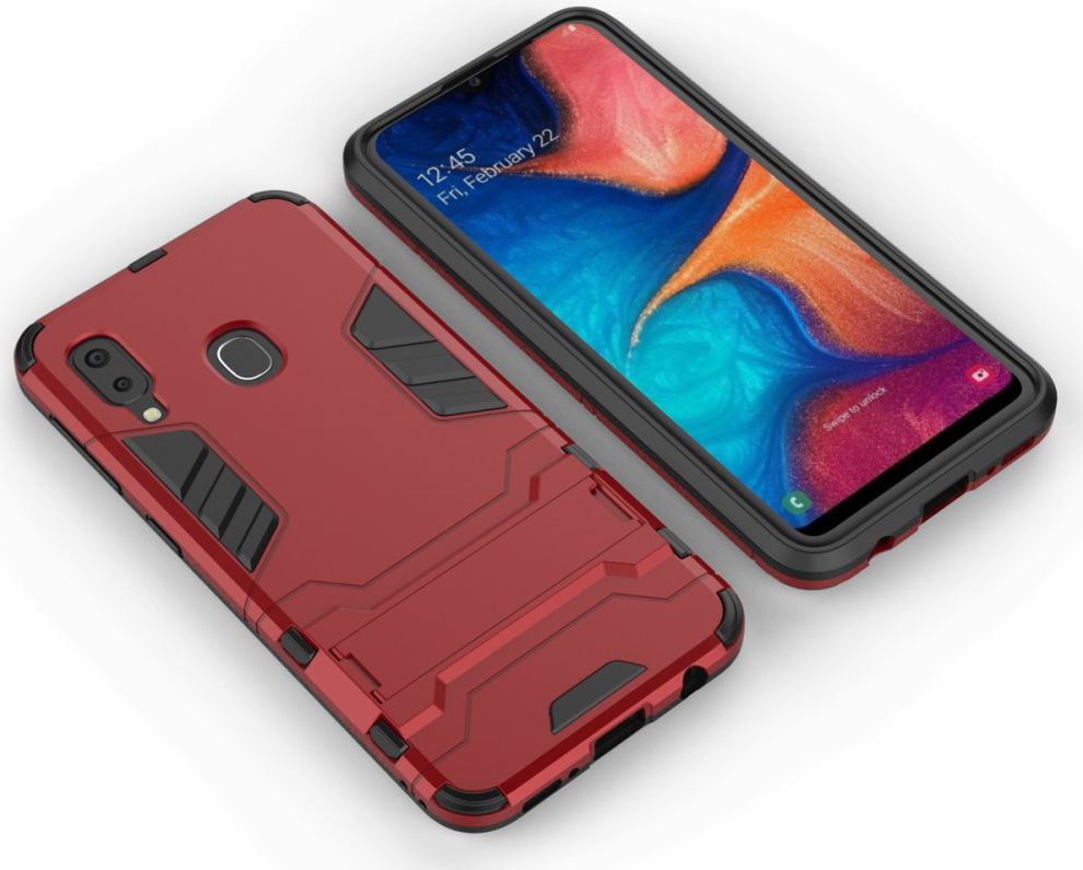 Samsung Galaxy A20E Hybride Stand Hoesje Rood afbeelding 3