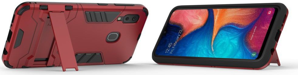 Samsung Galaxy A20E Hybride Stand Hoesje Rood afbeelding 4