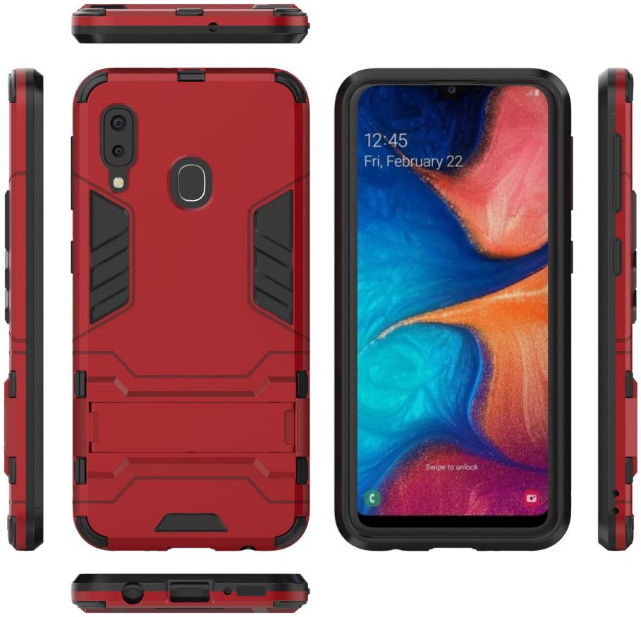 Samsung Galaxy A20E Hybride Stand Hoesje Rood afbeelding 5