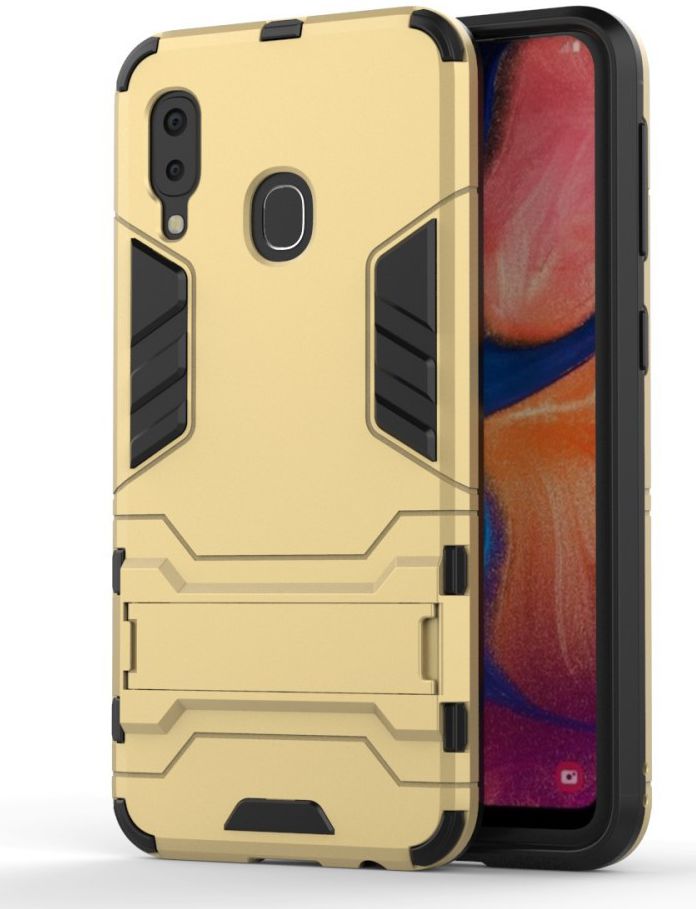 Samsung Galaxy A20E Hybride Stand Hoesje Goud afbeelding 1