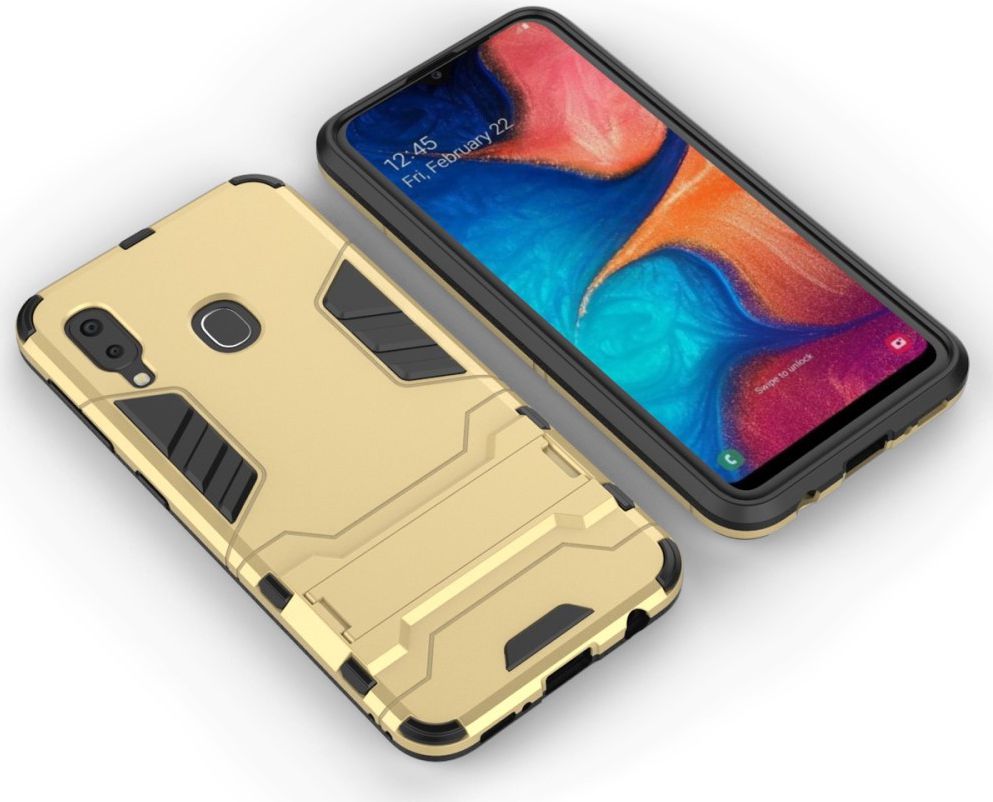 Samsung Galaxy A20E Hybride Stand Hoesje Goud afbeelding 3