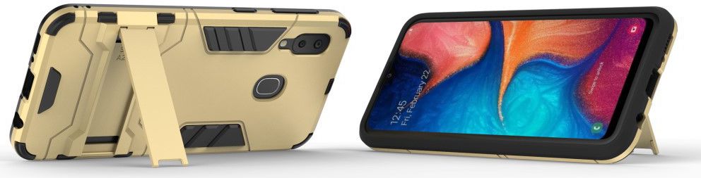 Samsung Galaxy A20E Hybride Stand Hoesje Goud afbeelding 4
