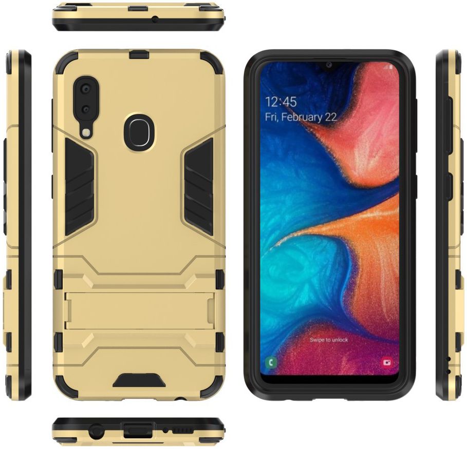 Samsung Galaxy A20E Hybride Stand Hoesje Goud afbeelding 5