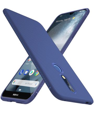 Nokia 4.2 Twill Texture TPU Hoesje Blauw Hoesjes