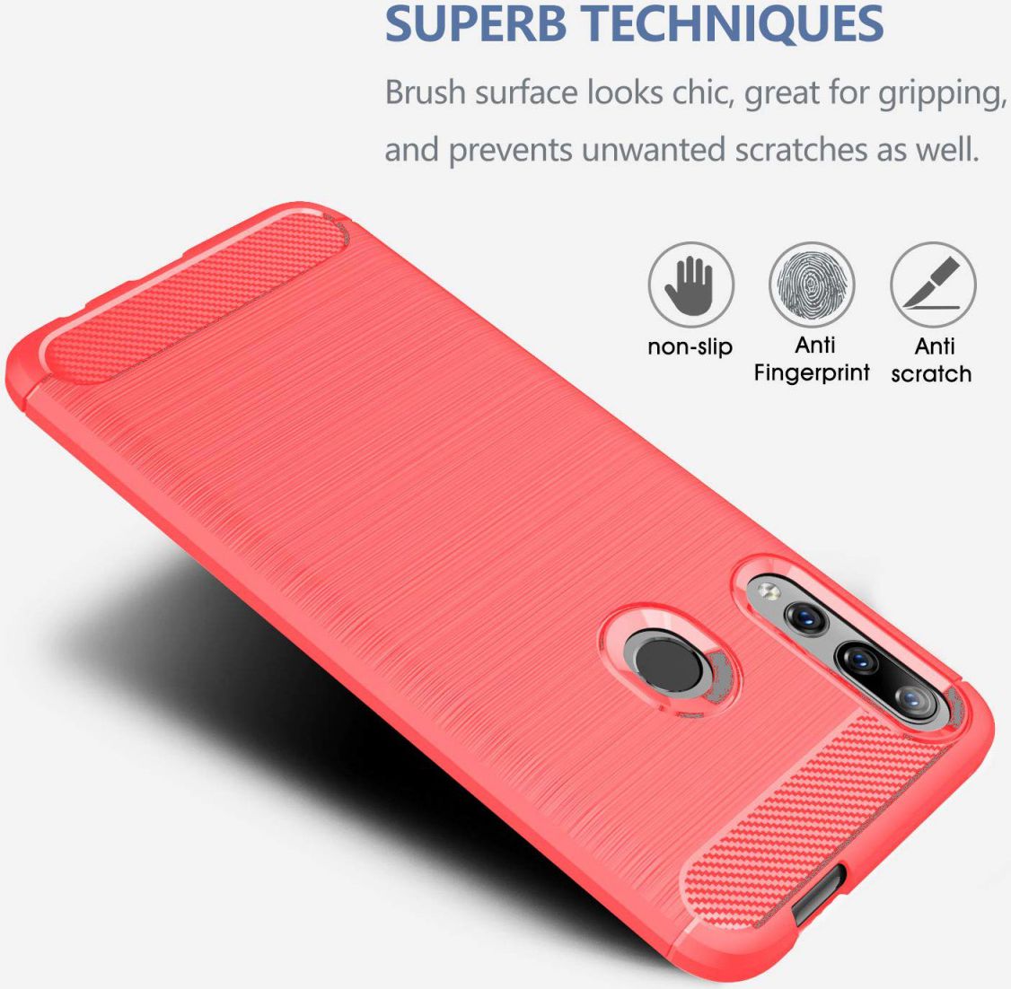 Huawei P Smart Z Geborsteld TPU Hoesje Rood afbeelding 2