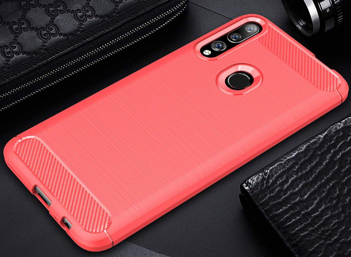 Huawei P Smart Z Geborsteld TPU Hoesje Rood afbeelding 4