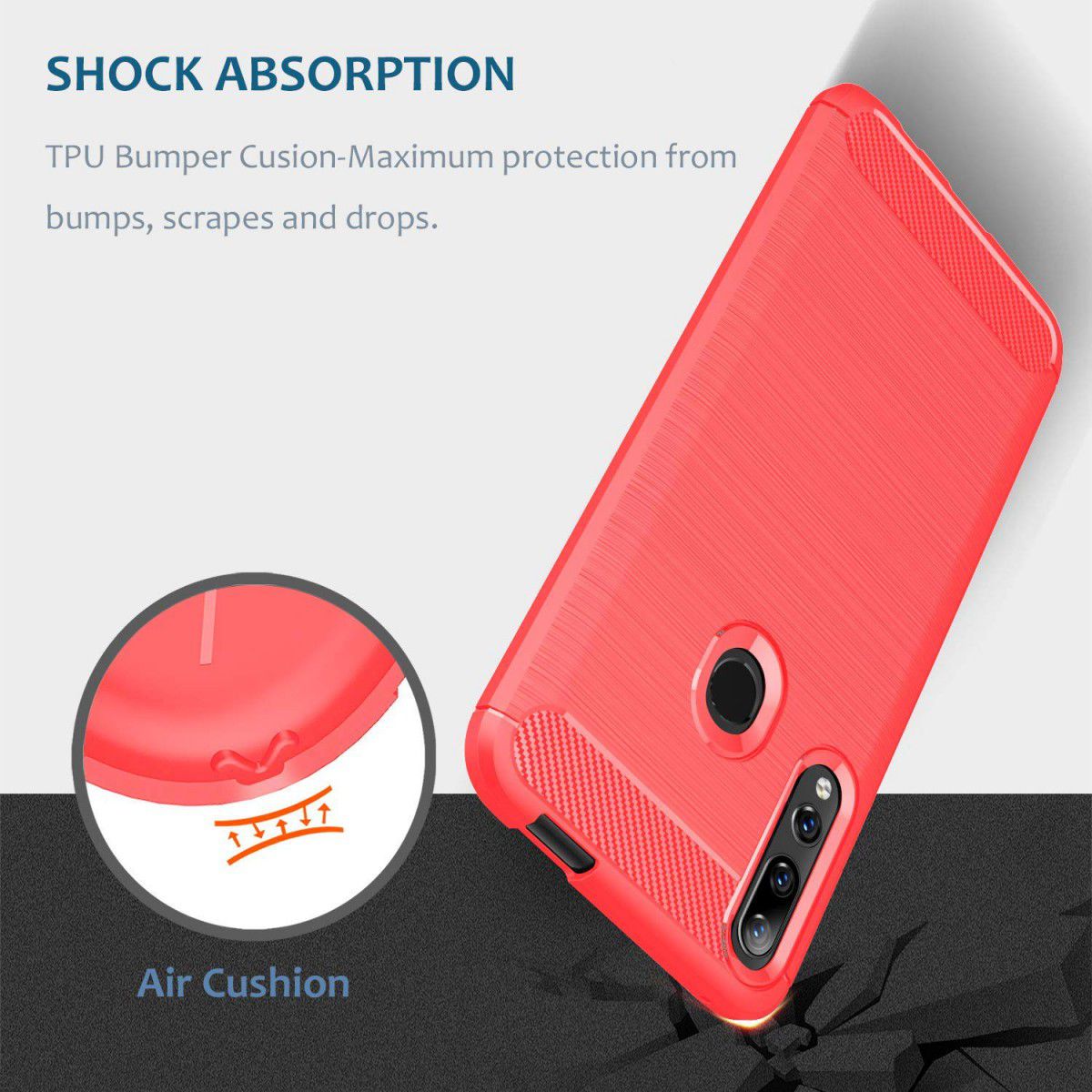 Huawei P Smart Z Geborsteld TPU Hoesje Rood afbeelding 6