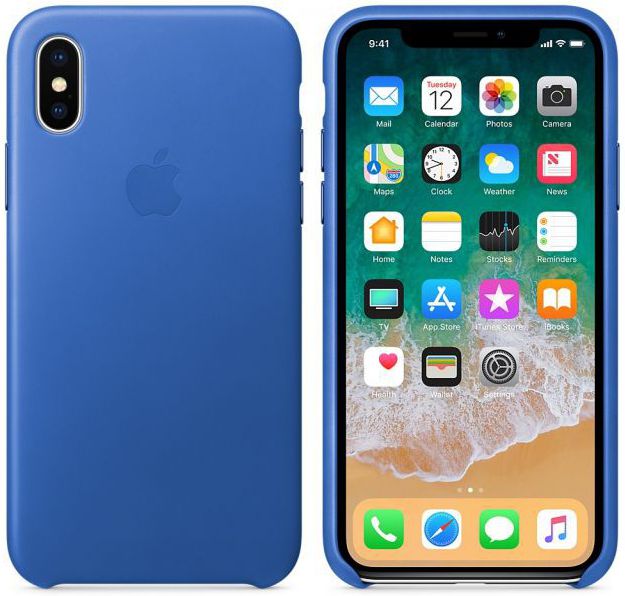 Originele Apple iPhone XS / X Leather Case Electric Blue afbeelding 4