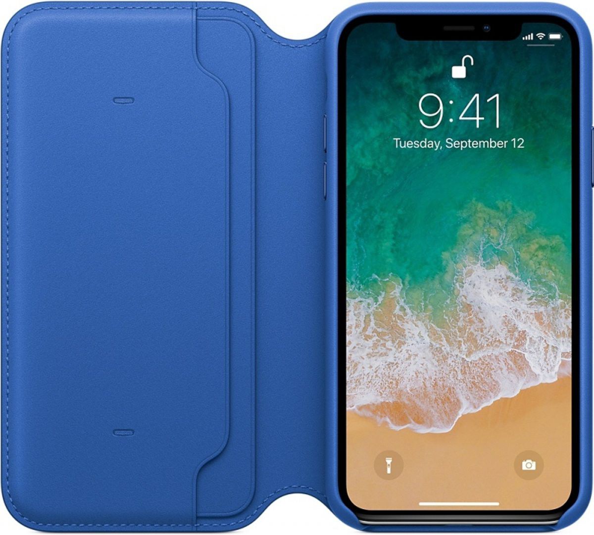 Originele Apple iPhone XS / X Leather Folio Electric Blue afbeelding 1