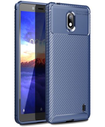 Nokia 1 Plus Carbon TPU Hoesje Blauw Hoesjes