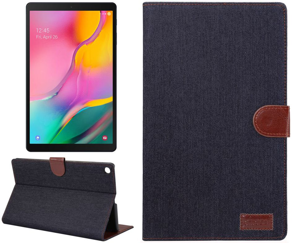 Samsung Galaxy Tab A 10.1 (2019) Jeans Portemonnee Hoesje Zwart afbeelding 4