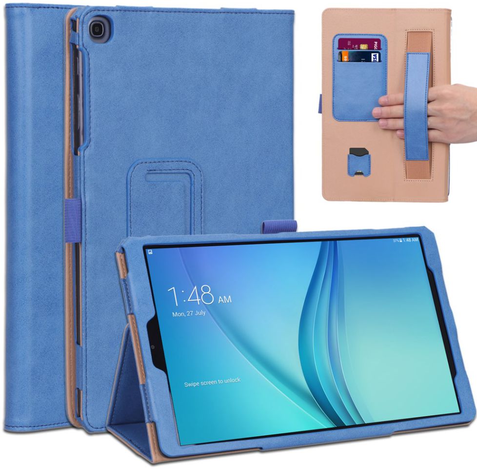 Samsung Galaxy Tab A 10.1 (2019) Portemonnee Hoesje met Strap Blauw afbeelding 3