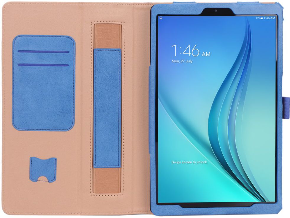 Samsung Galaxy Tab A 10.1 (2019) Portemonnee Hoesje met Strap Blauw afbeelding 4