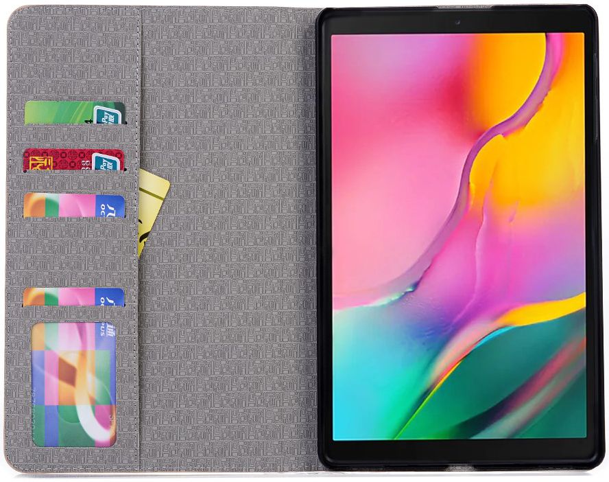Galaxy Tab A 10.1 (2019) Portemonnee Hoesje met Kaart Print Bruin afbeelding 2