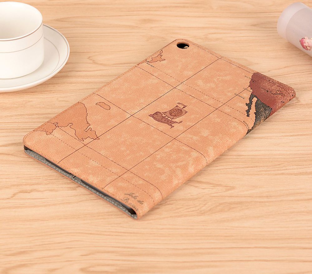 Galaxy Tab A 10.1 (2019) Portemonnee Hoesje met Kaart Print Bruin afbeelding 9