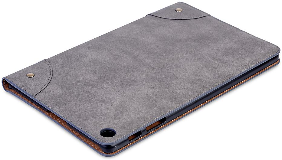 Samsung Galaxy Tab A 10.1 (2019) Retro Portemonnee Hoesje Grijs afbeelding 6