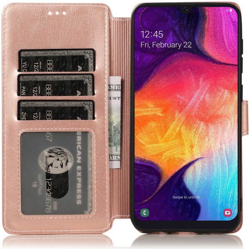 Samsung Galaxy A70 Portemonnee Hoesje Roze Goud afbeelding 2