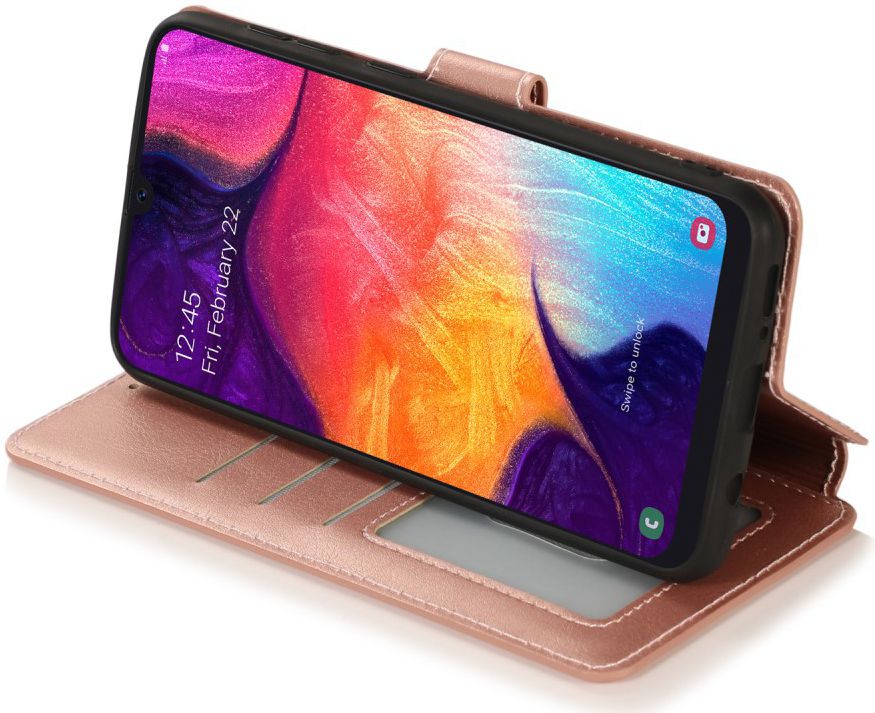 Samsung Galaxy A70 Portemonnee Hoesje Roze Goud afbeelding 3