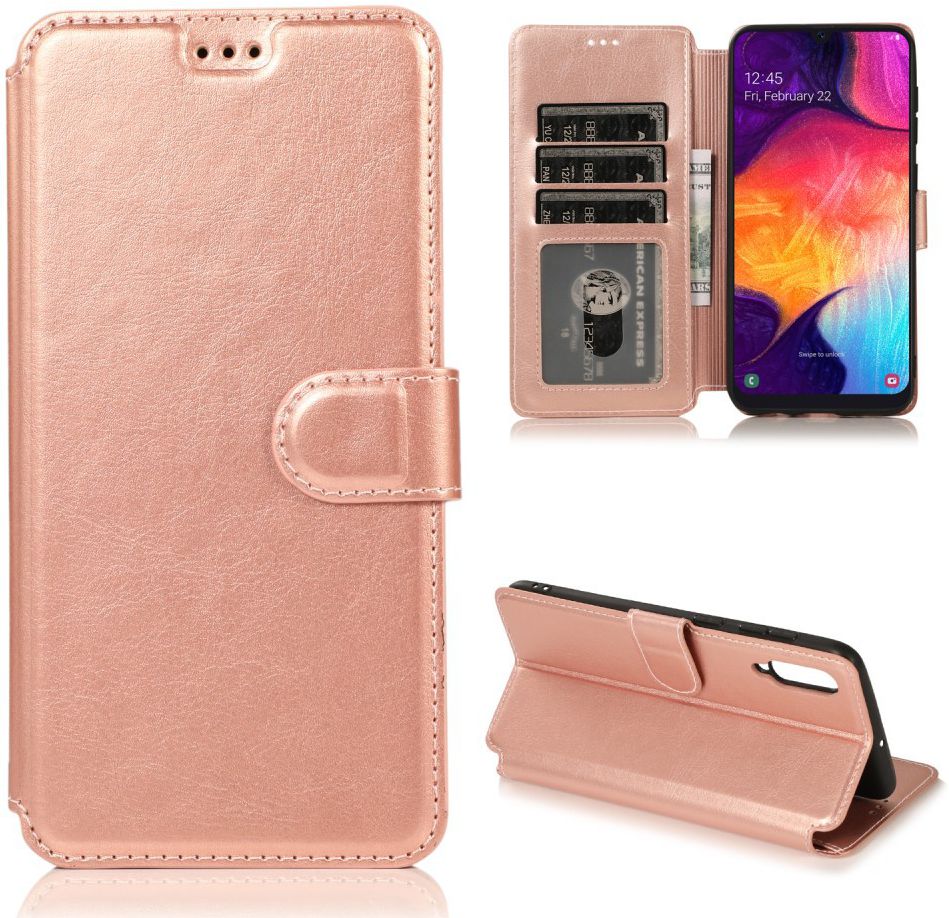 Samsung Galaxy A70 Portemonnee Hoesje Roze Goud afbeelding 6