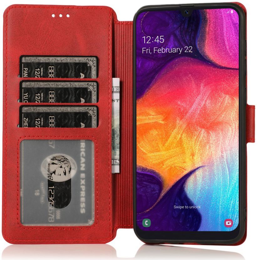 Samsung Galaxy A70 Portemonnee Hoesje Rood afbeelding 2