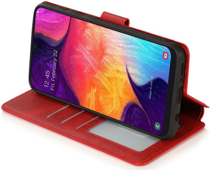 Samsung Galaxy A70 Portemonnee Hoesje Rood afbeelding 3
