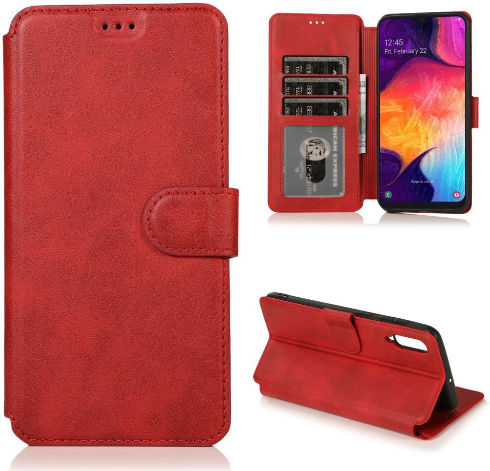 Samsung Galaxy A70 Portemonnee Hoesje Rood afbeelding 6