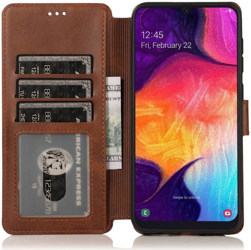 Samsung Galaxy A70 Portemonnee Hoesje Bruin afbeelding 2