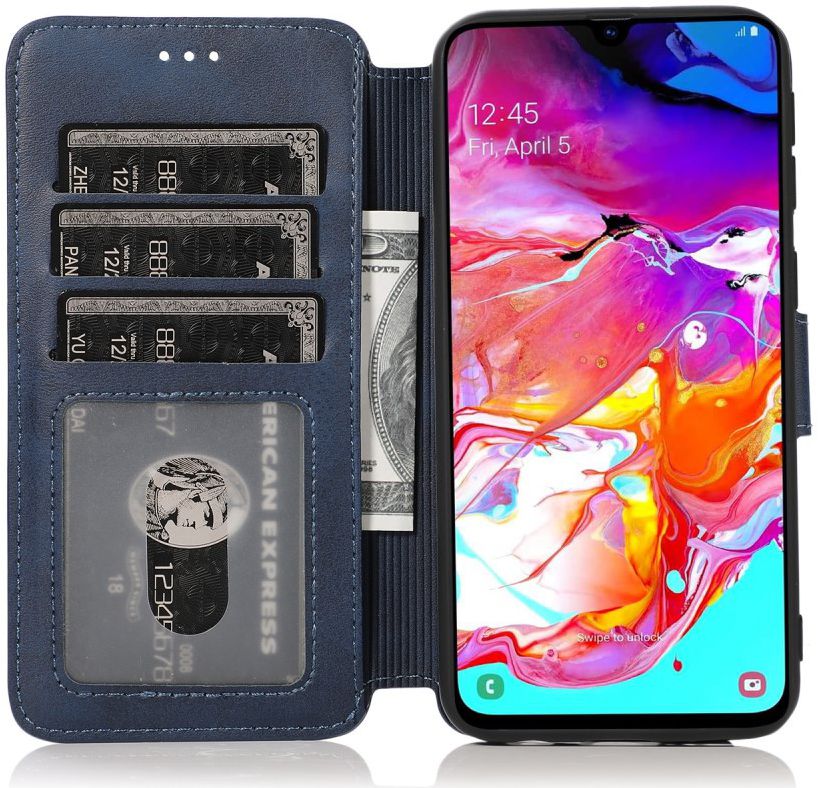Samsung Galaxy A40 Stijlvol Portemonnee Hoesje Blauw afbeelding 2