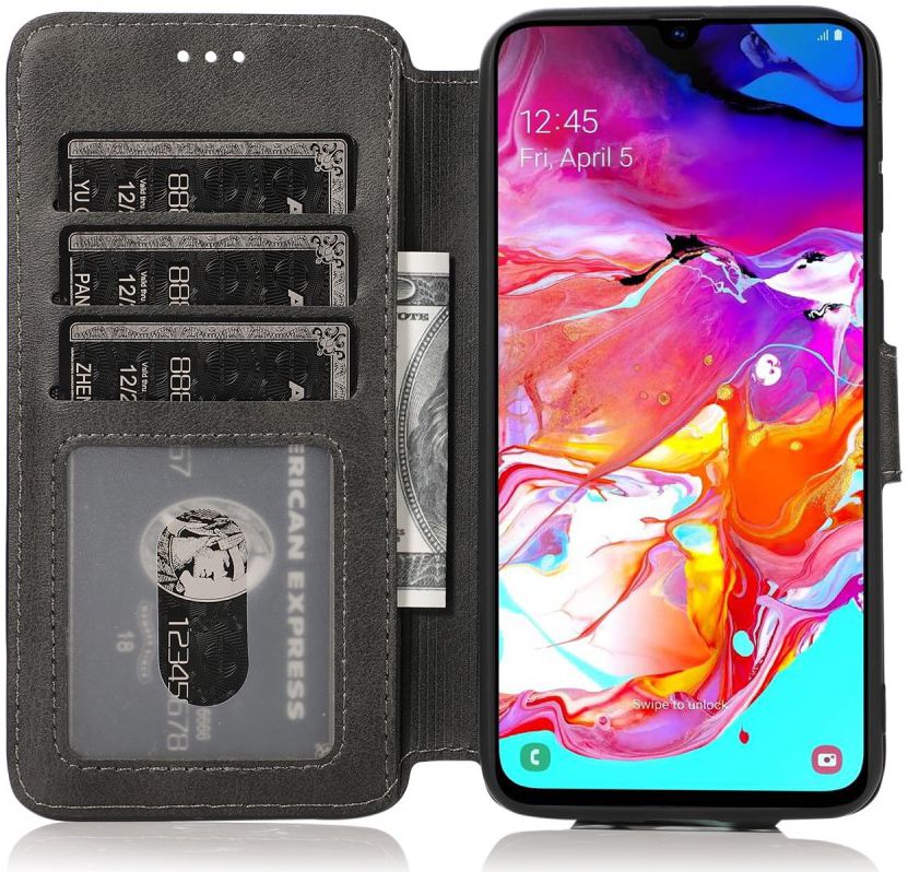 Samsung Galaxy A40 Stijlvol Portemonnee Hoesje Zwart afbeelding 2