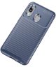 Samsung Galaxy A20E Siliconen Carbon Hoesje Blauw